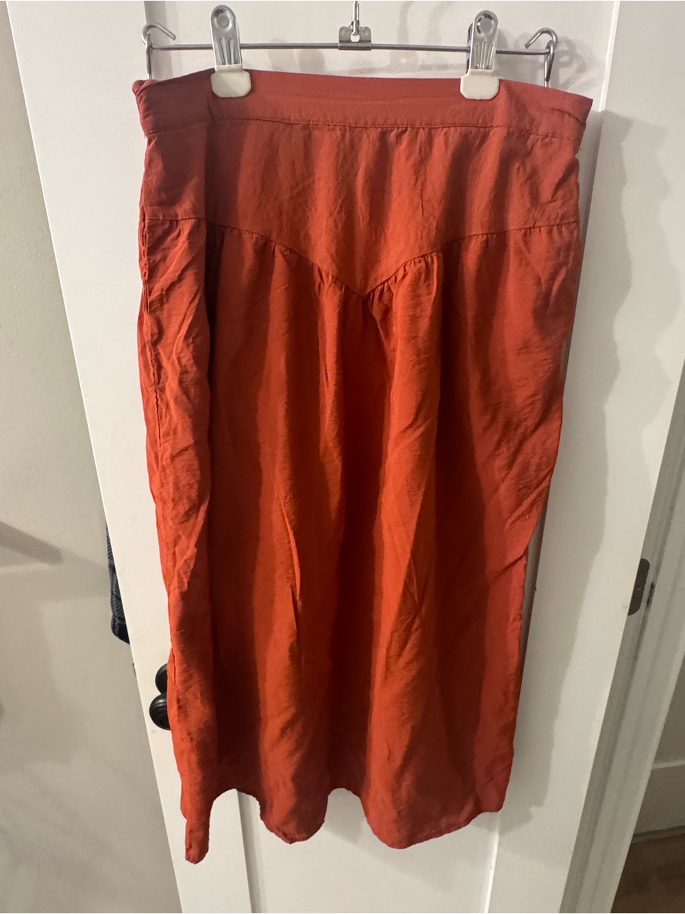 A New Day Rust Orange Midi Skirt Elastic Waist Pockets Size Medium